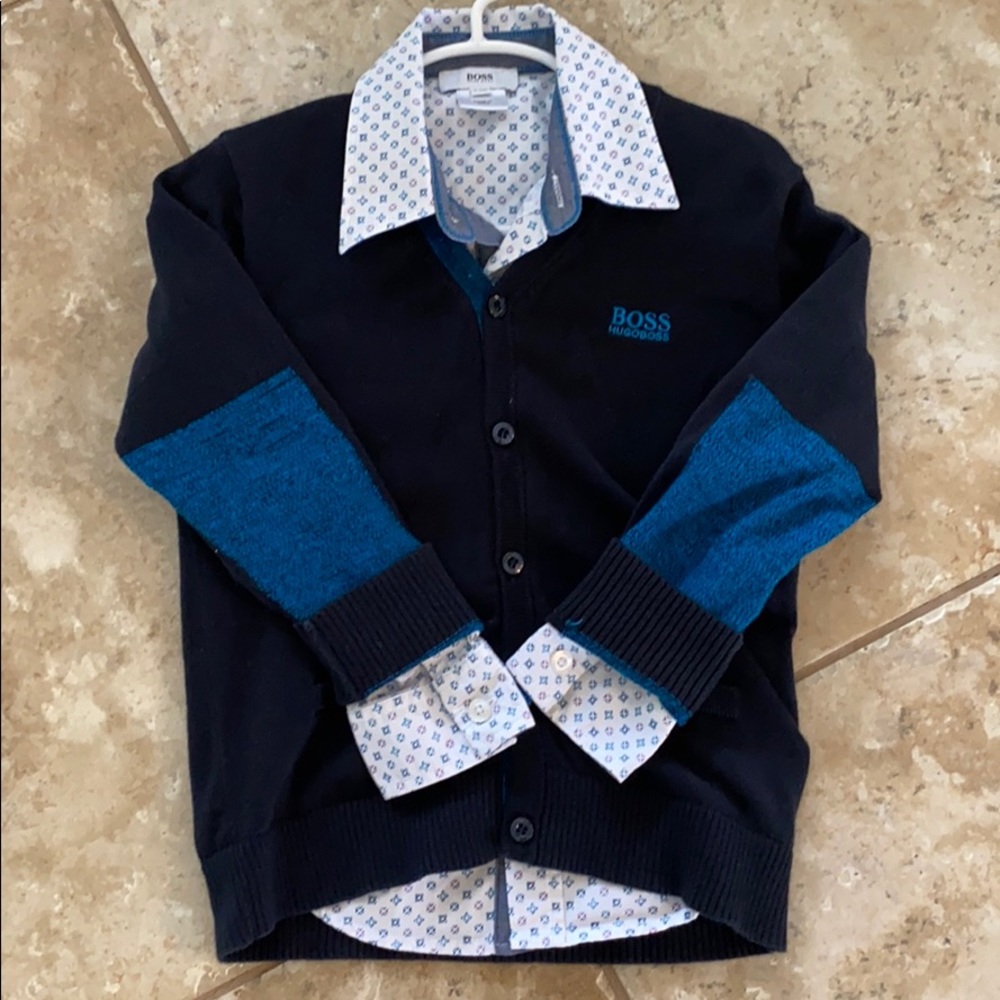 Hugo boss button up shirt and sweater set size 5.